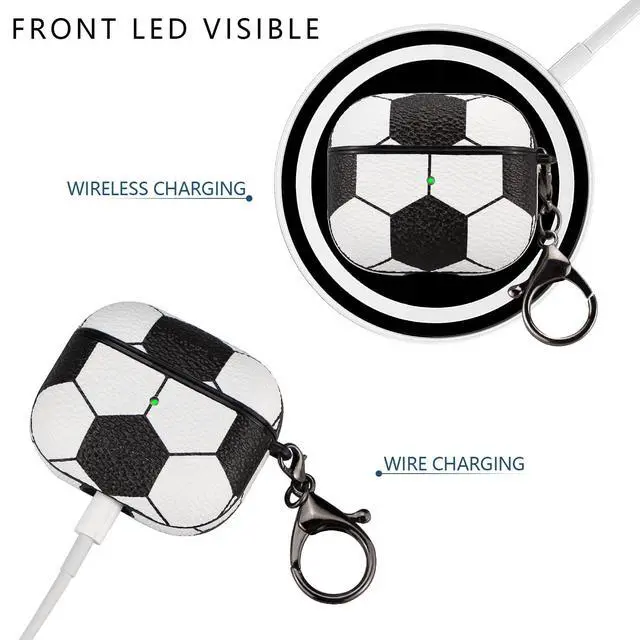 Alt view image 3 of 5 - for AirPods 3 Case, Full Protective Durable Soccer Case Cover for Apple AirPods 3,with Keychain Front Led Visiblenot pro 3