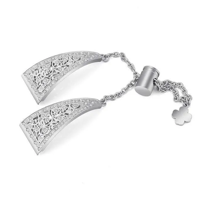Alt view image 6 of 6 - Compatible with Fitbit Versa 4/Versa 3/ Sense 2/Sense Band for Women, Replacement Bling Metal Strap Stainless Steel Metal Jewelry Bangle Wrist Strap Bracelet Rhinestone Accessories for Sense 2/Versa 4