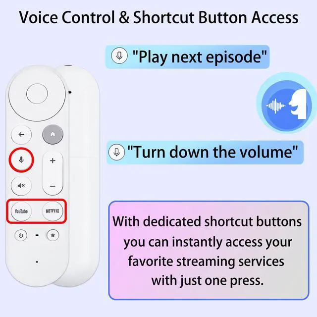 Alt view image 3 of 6 - 2 Pack GY3LE Voice Search Remote Control Compatible with Google TV Streamer 4K, New Controller Replacement Control Upgrade Voice Remote (4K), NOT Compatible with Google Chromecast Snow