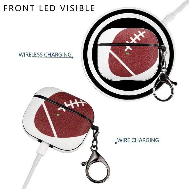Alt view image 3 of 5 - Soccer Case for AirPods Case Cover,Anti Scratch Football AirPods 3 Case Cover,with Keychain Front led Visiblenot pro 3