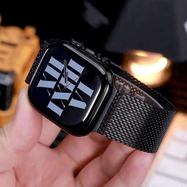 Alt view image 5 of 7 - Milanese Mesh Loop Compatible with Apple Watch Bands 49mm 46mm 45mm 44mm 42mm for Men Women, Pure Titanium Mesh Loop with Parachute-style Buckle for iWatch Ultra 2 Series 10 9 8 7 6 SE 5 4 3