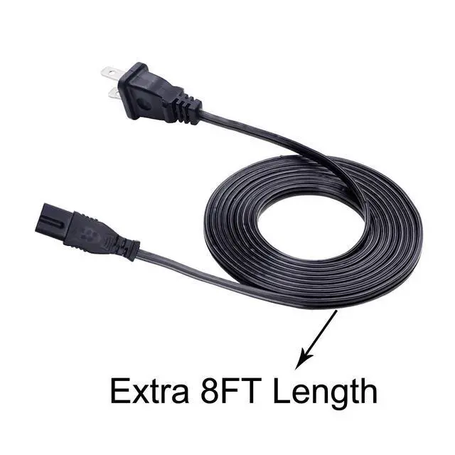 Alt view image 2 of 5 - 8ft Polarized Power Cord Replacement for Vizio E500I-A1 TV 2 Prong AC Cable | Replacement for Vizio E390I-B1E E40X-C2 E420-A0 E420I-A0 E420i-A1 E470i-A0 E50-C1 E550I-A0 E550I-B2 E55-C1 E55-C2