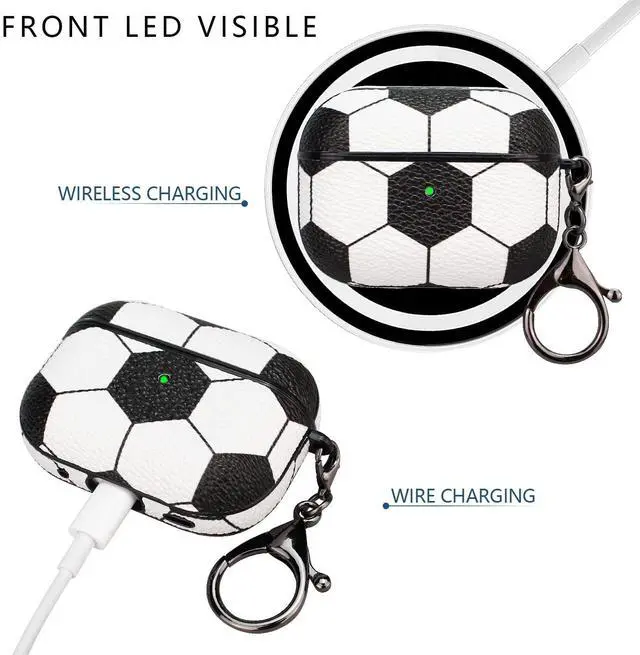 Alt view image 2 of 6 - Case for AirPods pro 2, Full Protective Durable Soccer Case for Apple AirPods pro 2 Charging,Case Cover with Keychain
