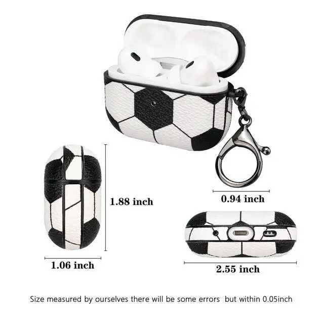 Alt view image 5 of 6 - Case for AirPods pro 2, Full Protective Durable Soccer Case for Apple AirPods pro 2 Charging,Case Cover with Keychain