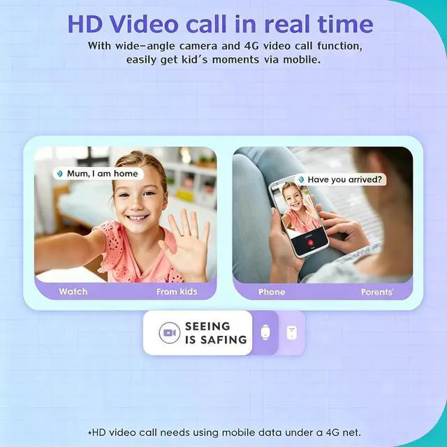 Alt view image 3 of 7 - Kids GPS Smart Watch 4G Calling Whatsapp Line Facebook Worldwide Tracker Real-time Tracking Phone Video Voice Message Chat SOS Alarm Geo-Fence Pedometer Anti-Lost for 3-15 Boys Girls (Blue)