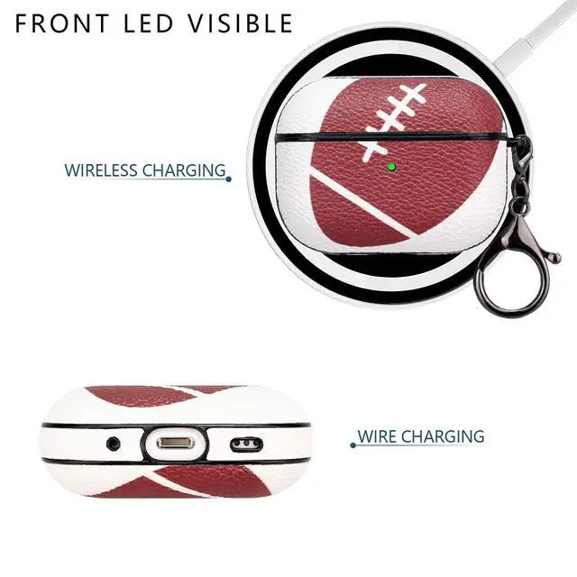 Alt view image 2 of 6 - Case for AirPods pro 2, Full Protective Durable Football Case for Apple AirPods pro 2 Charging,Case Cover with Keychain