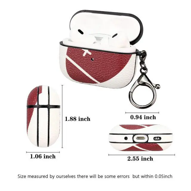 Alt view image 4 of 6 - Case for AirPods pro 2, Full Protective Durable Football Case for Apple AirPods pro 2 Charging,Case Cover with Keychain