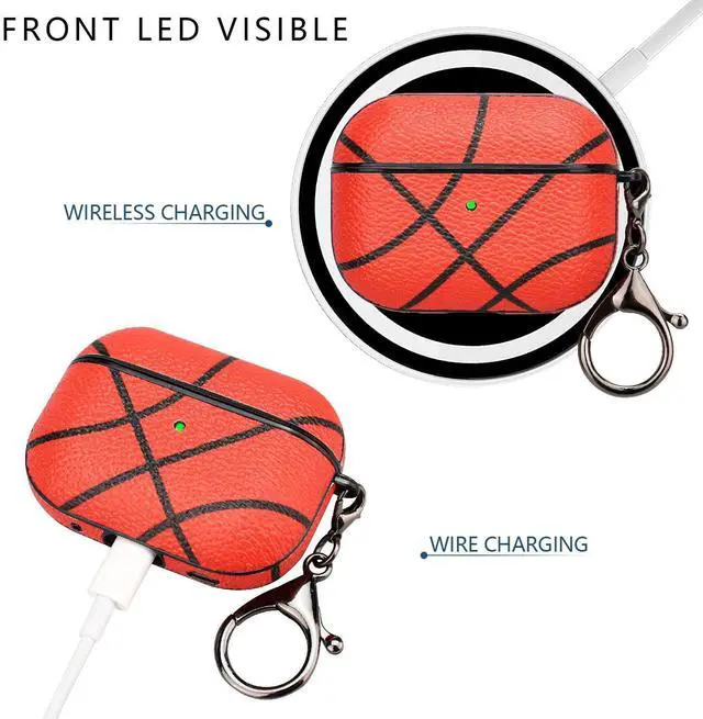Alt view image 2 of 6 - Case for AirPods pro 2, Full Protective Durable Basketball Case for Apple AirPods pro 2 Charging,Case Cover with Keychain