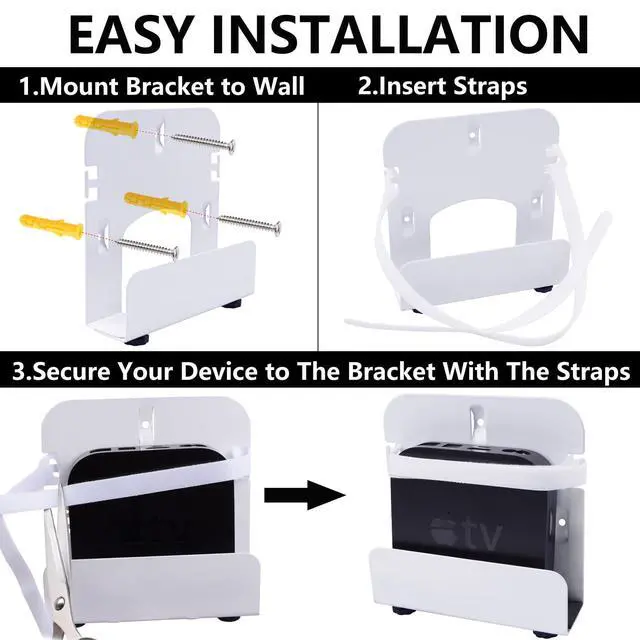Alt view image 4 of 6 - Gmailmall Cable Box Mount Modem Adjustable Wall Mount for Most Narrow Media Players Compatible with Roku, Router, Fire TV, M4 Mac mini, Beelink, Cable Box, and Other Streaming Media Players