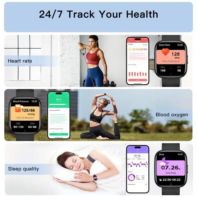 Alt view image 5 of 7 - Smart Watches for Men Answer/Make Calls, 1.85'' Fitness Watch with Heart Rate/Sleep Tracker, Activity Tracker, Pedometer, Voice Control, Waterproof Smart Watch for Android iPhone (2 Straps)