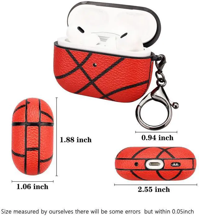 Alt view image 5 of 6 - Case for AirPods pro 2, Full Protective Durable Basketball Case for Apple AirPods pro 2 Charging,Case Cover with Keychain