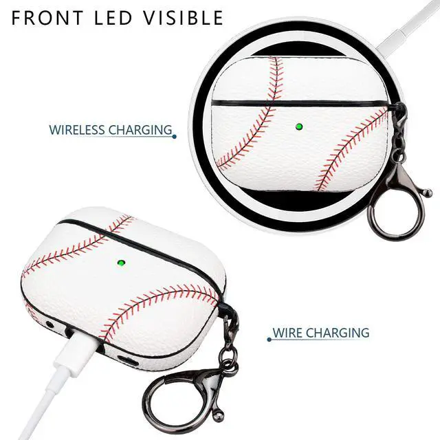 Alt view image 2 of 6 - Case for AirPods pro 2, Full Protective Durable Baseball Case for Apple AirPods pro 2 Charging,Case Cover with Keychain