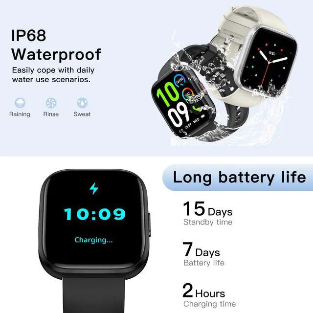 Alt view image 6 of 7 - Smart Watches for Men Answer/Make Calls, 1.85'' Fitness Watch with Heart Rate/Sleep Tracker, Activity Tracker, Pedometer, Voice Control, Waterproof Smart Watch for Android iPhone (2 Straps)