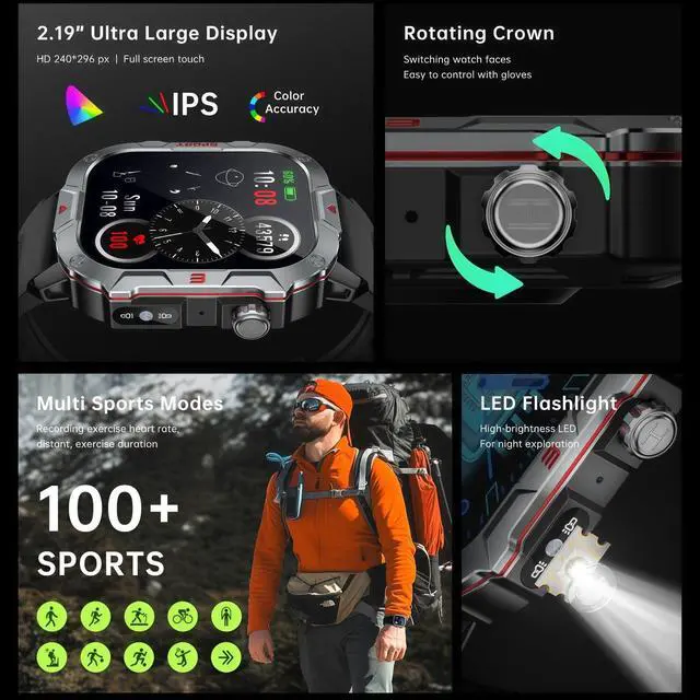 Alt view image 2 of 7 - smart Watches for Men Women, 2.1" HD Touchsreen, Bluetooth Calling, 5 ATM Water-Resistance, 130+ Sports Modes, Health, Fitness & Sleep Tracker, Timer, Pedometer, Fitness Watch for Android/iOS