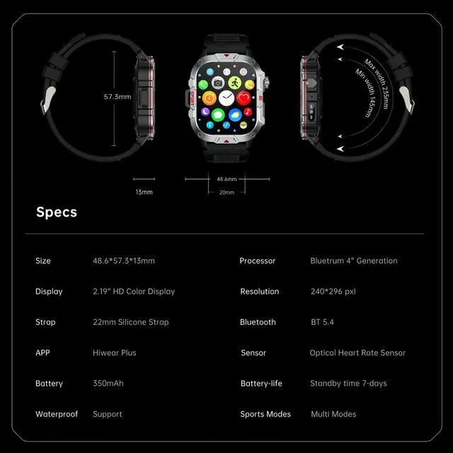 Alt view image 7 of 7 - smart Watches for Men Women, 2.1" HD Touchsreen, Bluetooth Calling, 5 ATM Water-Resistance, 130+ Sports Modes, Health, Fitness & Sleep Tracker, Timer, Pedometer, Fitness Watch for Android/iOS
