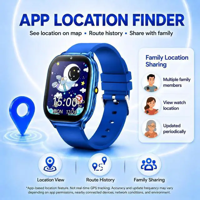 Alt view image 2 of 7 - Kids Smart Watch for Girls Boys Age 5-12, 10 Alarms and Vibration Reminder, App Location Check, 20 Puzzle Games HD Touch Screen Watch with Camera, Music Player, Pedometer, Flashlight, Gift(Blue)