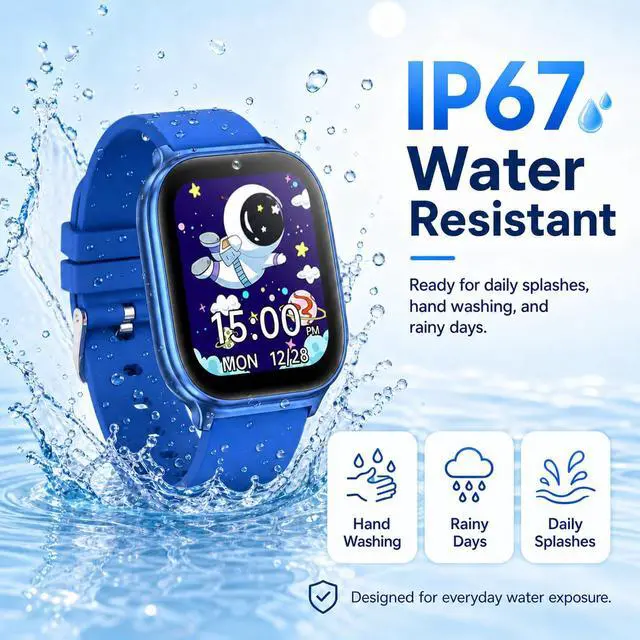 Alt view image 5 of 7 - Kids Smart Watch for Girls Boys Age 5-12, 10 Alarms and Vibration Reminder, App Location Check, 20 Puzzle Games HD Touch Screen Watch with Camera, Music Player, Pedometer, Flashlight, Gift(Blue)