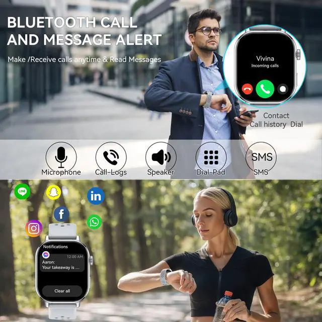 Alt view image 5 of 6 - Smart Watch for Men, 2.06"HD AMOLED Military Multisport Fitness Tracker with Bluetooth Call/Compass/Barometer/Altitude 5ATM Water-Resistance Heart Rate/Sleep Monitor, Outdoor for Android iOS Gray
