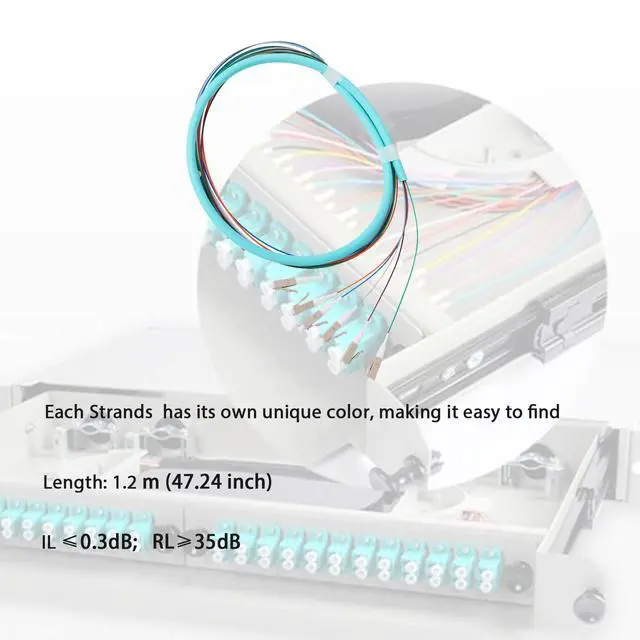 Alt view image 2 of 2 - 6-Strand LC OM3 Multimode Pigtail 1.2m, 4-Pack | 6F LC OM3 multimode pigtails, 1.2m (47.24in). 50/125um, low insertion loss. For 10G networks, data centers, and patching