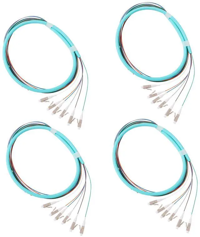 Main image of 6-Strand LC OM3 Multimode Pigtail 1.2m, 4-Pack | 6F LC OM3 multimode pigtails, 1.2m (47.24in). 50/125um, low insertion loss. For 10G networks, data centers, and patching