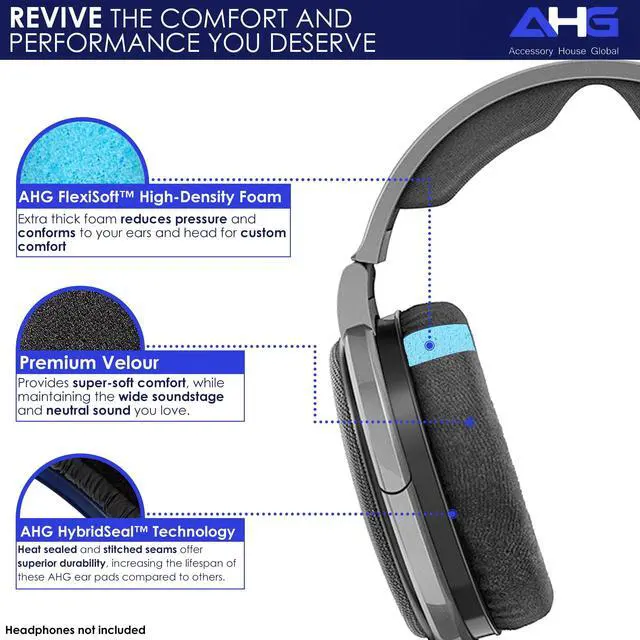 Alt view image 2 of 7 - AHG Replacement HD 650 / HD 600 Ear Pads Headphone Cushions Compatible with Sennheiser HD650 HD660S HD660S2 HD600 Massdrop X HD6XX HD58X Jubilee HD580 HD565 Jubilee. Premium Velour/High-Density Foam