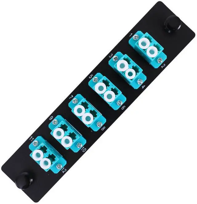Main image of 6 Duplex 12 Core LC Adapters LGX Footprint OM3 Fiber Patch Panel Loaded 12 Fiber Ports Couplers Enclosure - LC UPC Blue Compatible with Multimode SingleMode |1.25G/10GB OM1-OM3