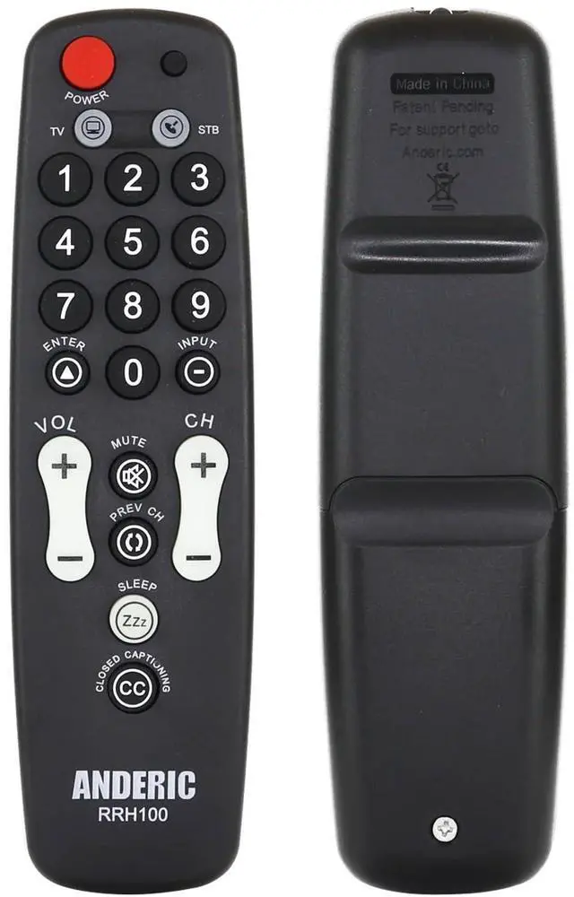 Main image of Hospitality Universal TV Remote Control | 1-Device or 2-Device Modes - TV Only - Great for Seniors, Hospitality, Hotels, Motels, Resorts - Jumbo Keys RRH100