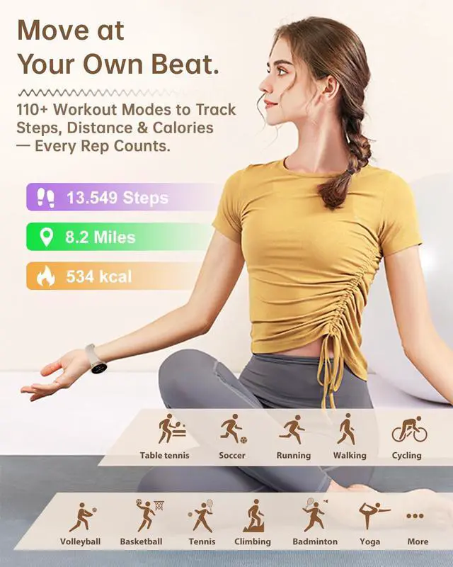 Alt view image 3 of 7 - 38mm AMOLED Smart Watches Fitness Tracker for Women Men Compatible with Android iPhone, Fit Watch with Step Counter, Sleep & Calorie Monitor, 110+ Sports, IP68 Waterproof, Bluetooth calls (Gray)