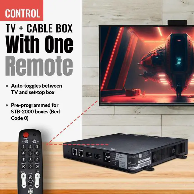 Alt view image 4 of 6 - Hospitality Universal TV Remote Control | 1-Device or 2-Device Modes - TV Only - Great for Seniors, Hospitality, Hotels, Motels, Resorts - Jumbo Keys RRH100