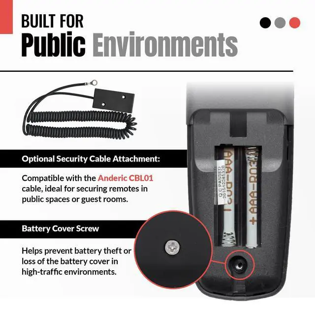 Alt view image 6 of 6 - Hospitality Universal TV Remote Control | 1-Device or 2-Device Modes - TV Only - Great for Seniors, Hospitality, Hotels, Motels, Resorts - Jumbo Keys RRH100