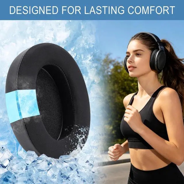 Alt view image 4 of 7 - Cooling Ear Pads for Sennheiser HD650, HD660 S, HD660S2, HD600, HD6XX-Black | Also for HD58X, HD580, HD565, HD545, HD535 Headphones, Earpads Cushions with Ice Silk Fabric & High-Density Foam