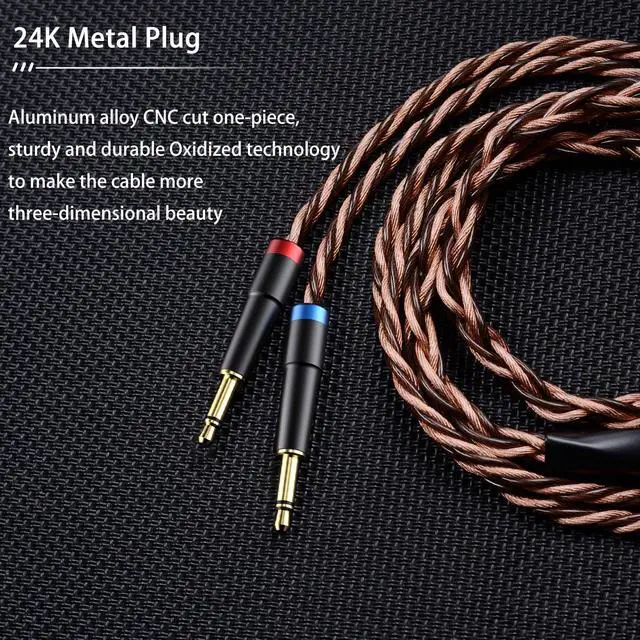 Alt view image 5 of 6 - 8N OCC German Copper Cable Wire Compatible with MEZE Audio 109 Pro 105 AER Hifiman HE560 HE4XX HE-350 Sony MDR Z1R MDR Z7M2 Earbuds 6.35mm Connector 6.5ft