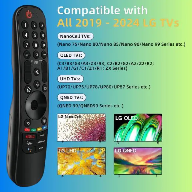 Alt view image 3 of 6 - for LG TV Remote Replacement, for All 2019-2025 LG Remote Control for Smart TVs, for LG Magic Remote MR20/21/22/23/24GA with Voice and Pointer Function