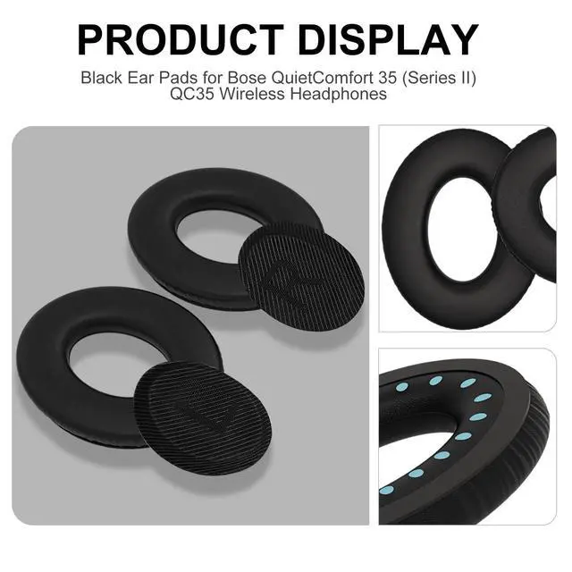 Alt view image 3 of 6 - Replacement Ear Pads for Bose QC35 & QC35ii Headphone, Black | Compatible with Bose QuietComfort 35, QuietComfort 35II, QC45, QC Headphones