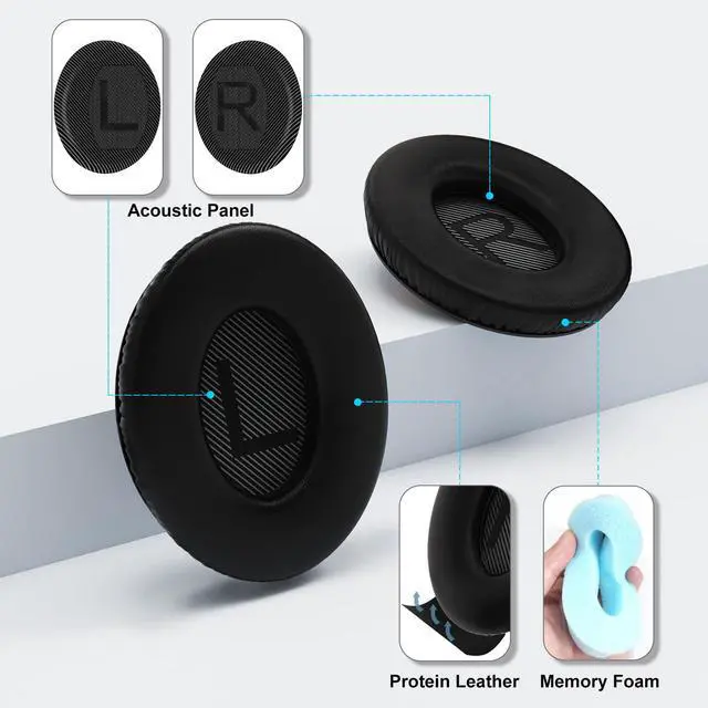 Alt view image 4 of 6 - Replacement Ear Pads for Bose QC35 & QC35ii Headphone, Black | Compatible with Bose QuietComfort 35, QuietComfort 35II, QC45, QC Headphones