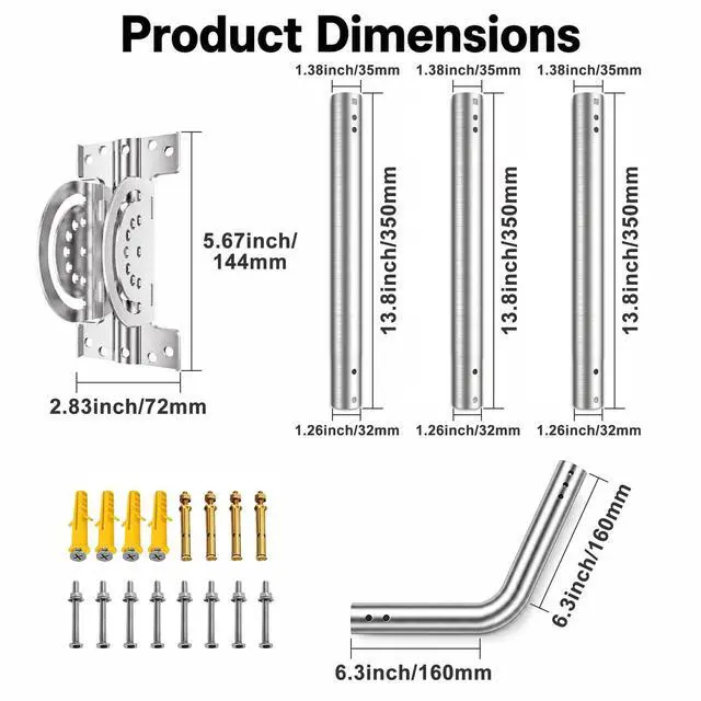 Alt view image 5 of 7 - Universal Heavy Duty 430 Stainless Steel Antenna Mount & Mast J-Pole Bracket for Outdoor Antennas, Starlink, Weather Stations, WiFi Extenders, 1.38" Diameter
