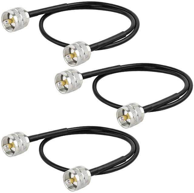 Main image of RG8x Jumper Cable 2ft,3 Pack CB Coax Cable PL259 UHF Connector 50 ohm Low Loss for Ham Radio,Antenna Analyzer,Dummy Load,SWR Meter