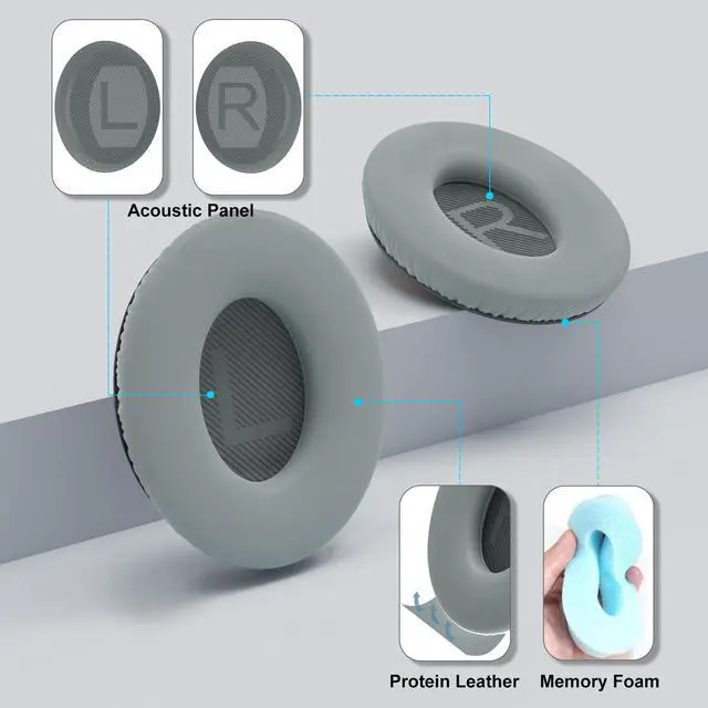 Alt view image 4 of 6 - Replacement Ear Pads for Bose QC35 & QC35ii Headphone, Grey | Compatible with Bose QuietComfort 35, QuietComfort 35II, QC45, QC Headphones
