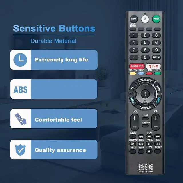 Alt view image 4 of 7 - RMF-TX300U RMF-TX200U Replaced Voice Remote Control Compatible with Sony TV | XBR-55A1E XBR-65A1E XBR-77A1E XBR-75X940E XBR-55X930E XBR-65X930E XBR-49X900E XBR-55X900E XBR-65X900E XBR-75X900E
