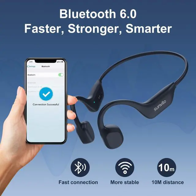 Alt view image 5 of 6 - Bone Conduction Headphones Bluetooth 6.0,Open Ear Wireless Sport Headphones | Lightweight Wireless Sports Headphones, 10H Playtime, IPX6 Sweatproof Headphones for Running, Gym, Cycling