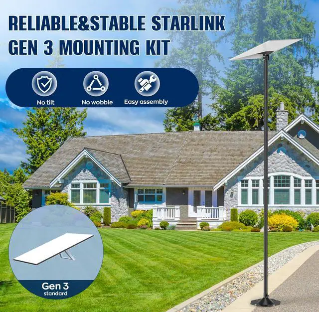 Alt view image 7 of 7 - 7.5FT Starlink Mount Kit for Standard 4/4X/Gen 3 for Backyard Outdoors | Starlink Gen 3 Pole Mount Kit, 7.5FT Starlink Ground Pole Mount Gen 3 with Pipe Adapter, Starlink Mounting Kit