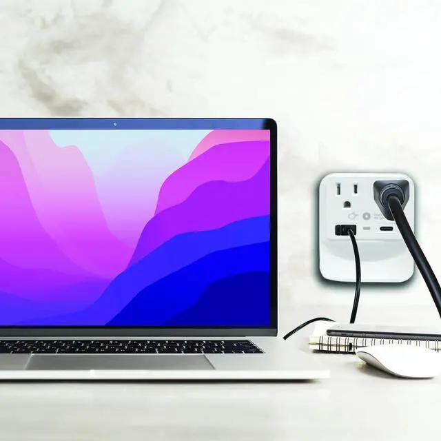 Alt view image 2 of 6 - 2 Outlet Extender with 1 USB-A & 1 USB-C with White Led Light - Multi Plug Outlet with 300 Joules Surge Protector - Multipurpose USB Outlet with 2.4A Fast Charging (White)