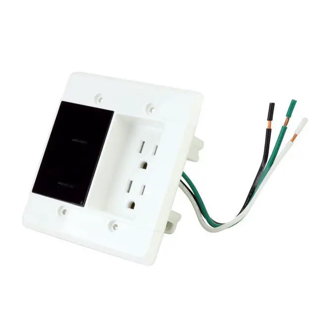Alt view image 2 of 5 - Element-Hz Power Series in-Wall Surge Protector w/Recessed Dual Outlet, 1080 Joules