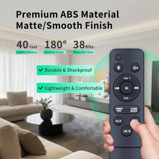 Alt view image 5 of 7 - Replacement Remote Control for Onn Soundbar 100020788, 100024204 | For Onn 100020788, 100024204, 100024201, 100019624, 100008045 Replacement Soundbar Remote Control
