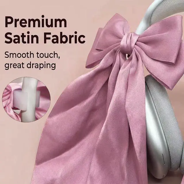 Alt view image 3 of 5 - Dark Pink Bow Decor for AirPods Max, Cute Headset Attachment for Women Accessories for Apple AirPods Max