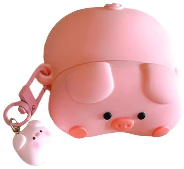 Main image of Case Compatible with 2024 Airpods 4, 3D Cute Kawaii Pig Design Earbuds Cover, Pink Lying Piggy Portable Accessories Soft Silicone Wireless Earphone Shockproof Protector with Pendant