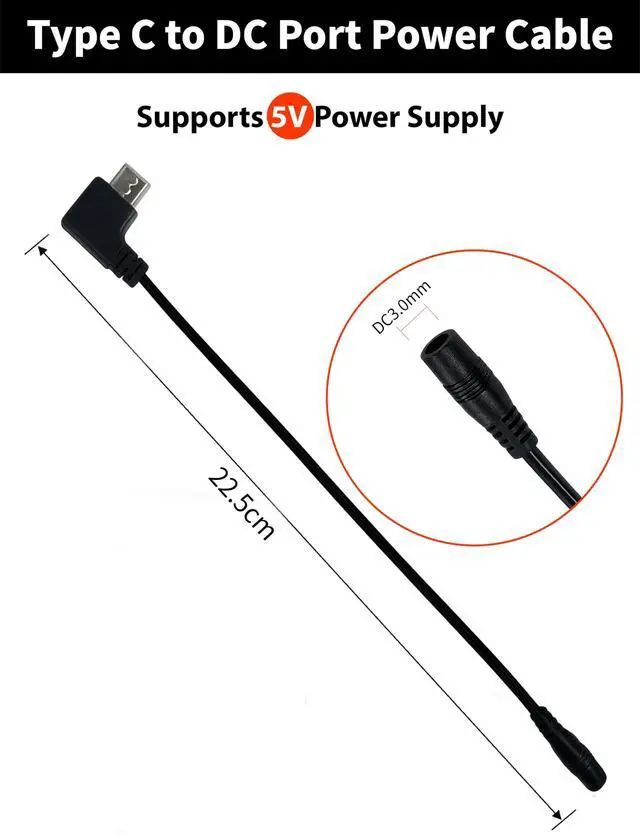 Alt view image 5 of 5 - 2pcs Short Type C Cables, Type C Cable Detachable Power Cord for Heated Clothes/Jacket/Vest/Sweater/Thermal Underwear Portable 5V Power Wire