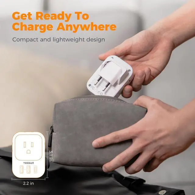 Alt view image 6 of 7 - European Travel Plug Adapter with 4 AC 3 USB (1 USB C PD 20W), Foldable Plug Type C, for US to Most of EU (Spain, France, Italy, Germany, Portugal, Iceland)
