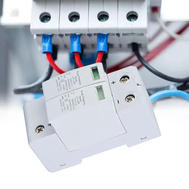 Alt view image 4 of 7 - Dc Solar Surge Protector, 2P 20KA Voltage Surge Protector Surge Protective Device DC Photovoltaic Lightning Protector Low-Voltage Arrester Solar PV Lightning Arrester Device for Home