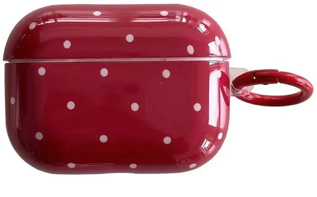Main image of White Polka Dot Red Case with Lock for Airpods Pro 2 Gen,Vintage Aesthetic Pattern Stylish Luxury Trendy Retro Girls Women Protective Cover for Airpod Pro 2 Genetatio